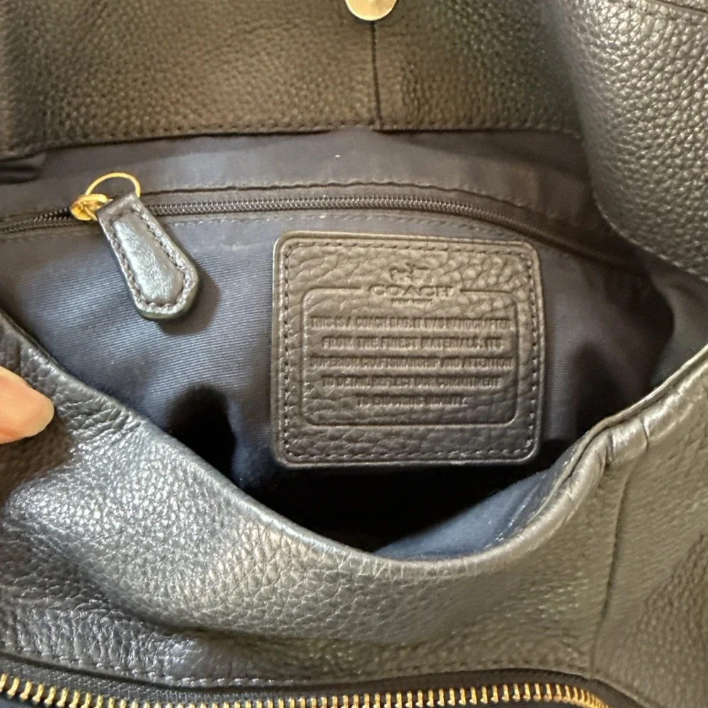 Coach Madison Phoebe Black Pebbled Leather Hobo Tote